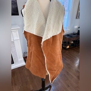 Better Be Tan and Cream Shearling Vest